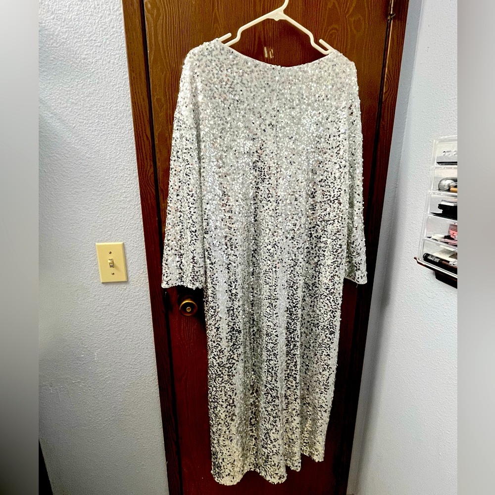 Glittery Sequin Drop Shoulder Maxi
Dress - XL
